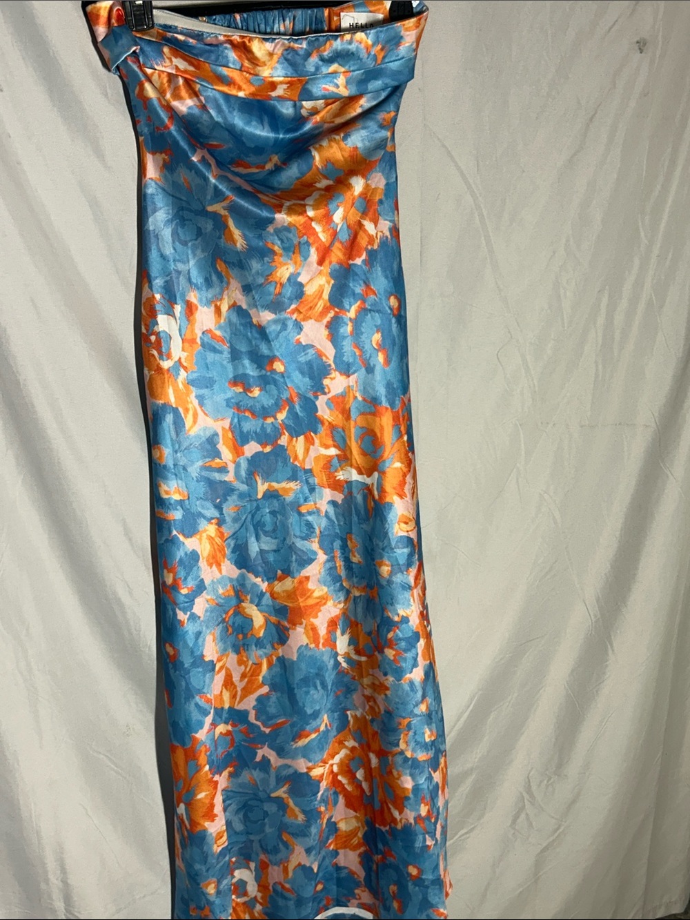 Hello Molly Blue and Orange Floral Satin Slip Dress
